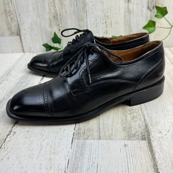 Bostonian Florentine Dress Shoes Men\'s 9M Black Leather Cap Toe Italy